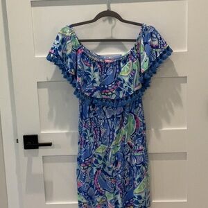 Lilly Pulitzer Blue and Pink Patterned Fortuna Romper